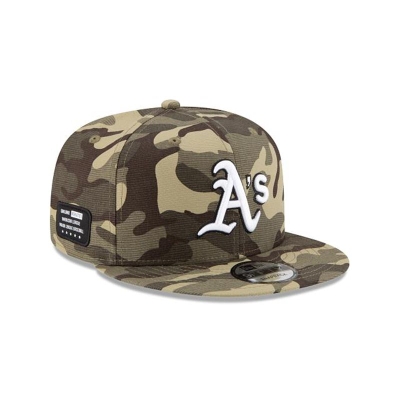 Green Oakland Athletics Hat - New Era MLB Armed Forces Weekend 9FIFTY Snapback Caps USA6290357